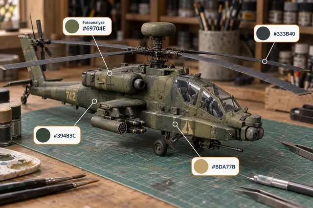 Apache helicopter model with colour analysis