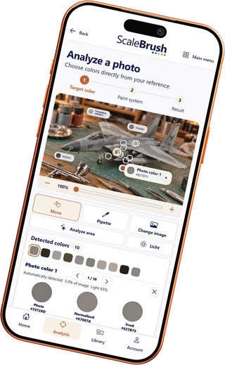 ScaleBrush photo analysis using a Jet model (German app preview)