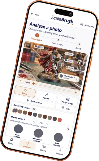 ScaleBrush photo analysis using a Tabletop model (German app preview)
